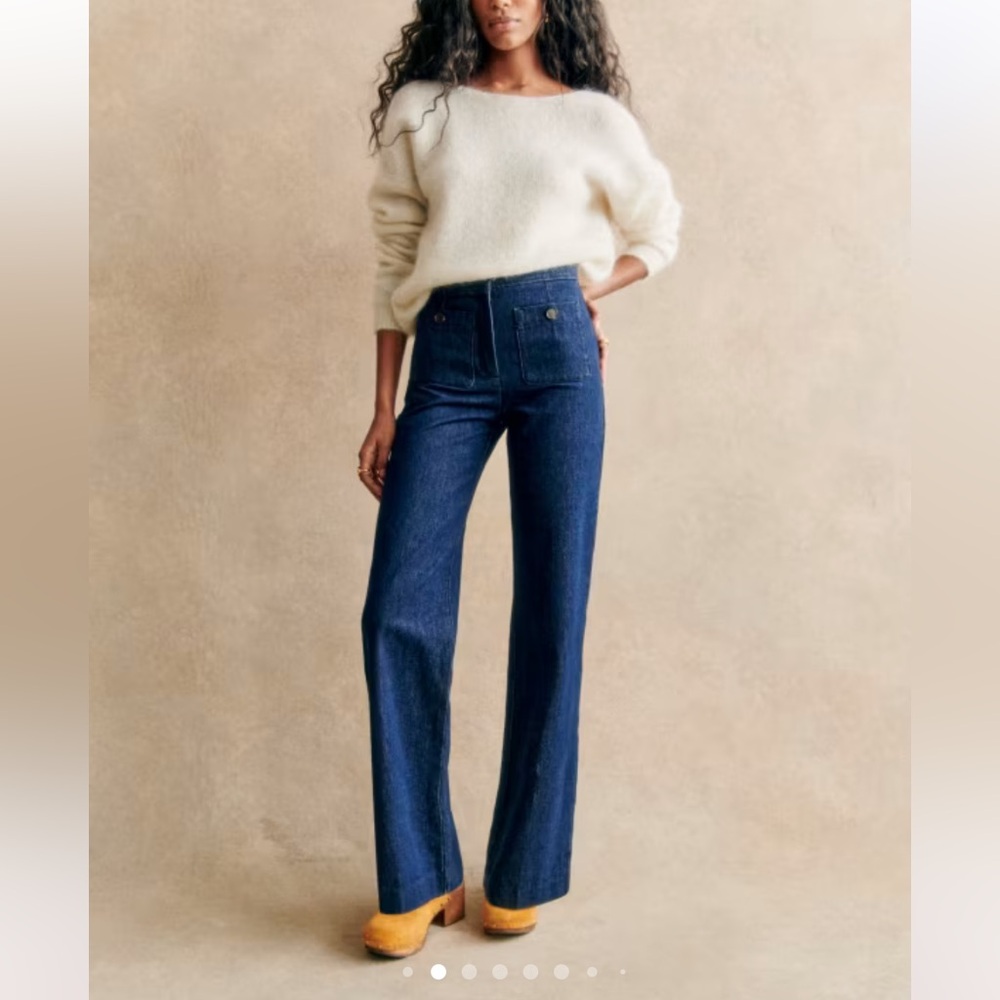 Sezane High-Rise Wide Leg Dark Blue Jeans